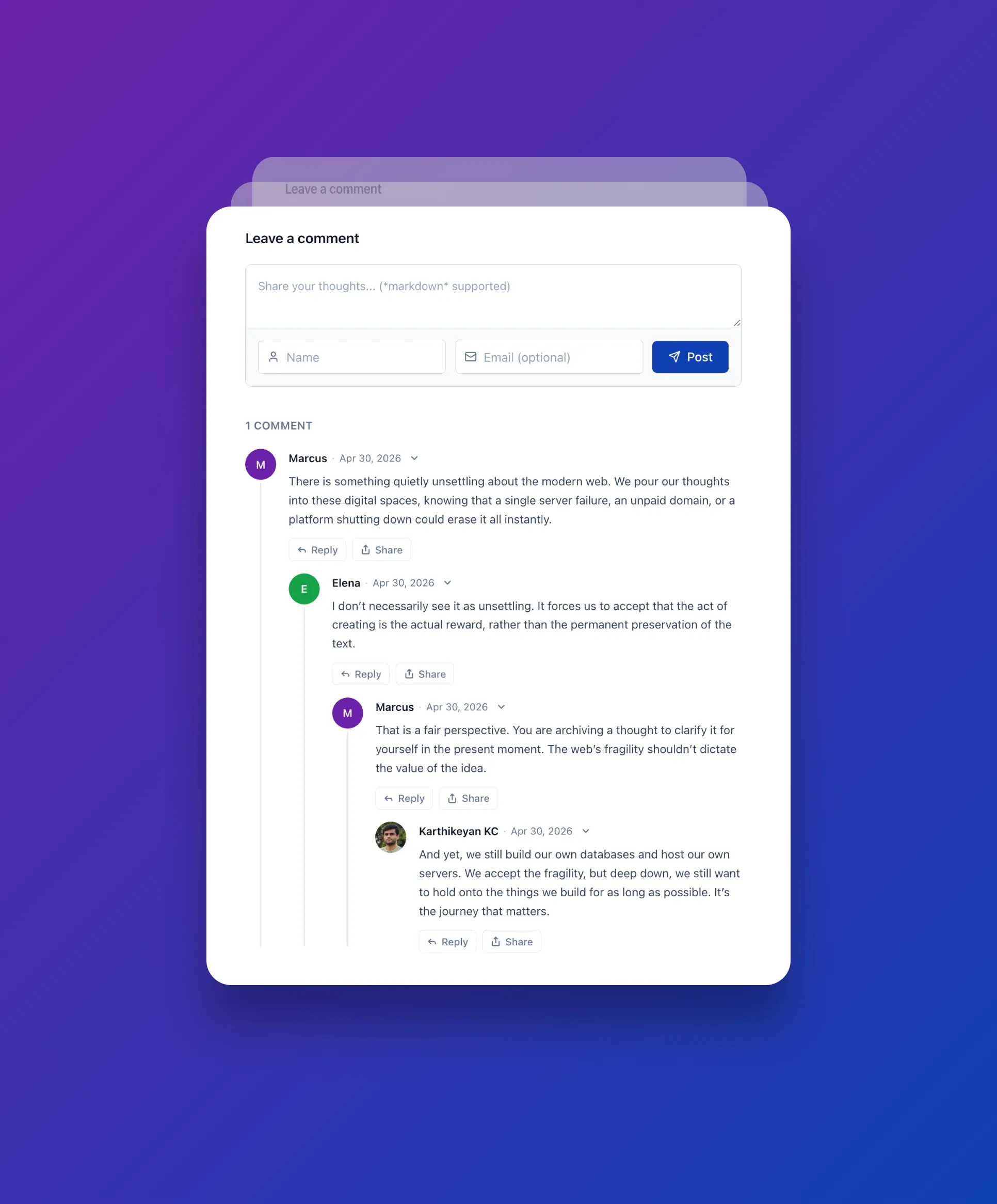 Discuss Self Hosted Open Source Comment System